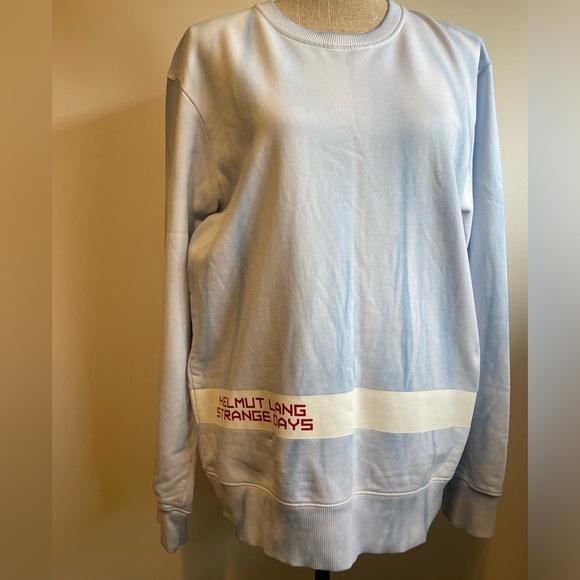 HELMUT LANG - BLUE STRANGE DAYS TIE DYE LOGO SWEATSHIRT size small - Picture 1 of 4